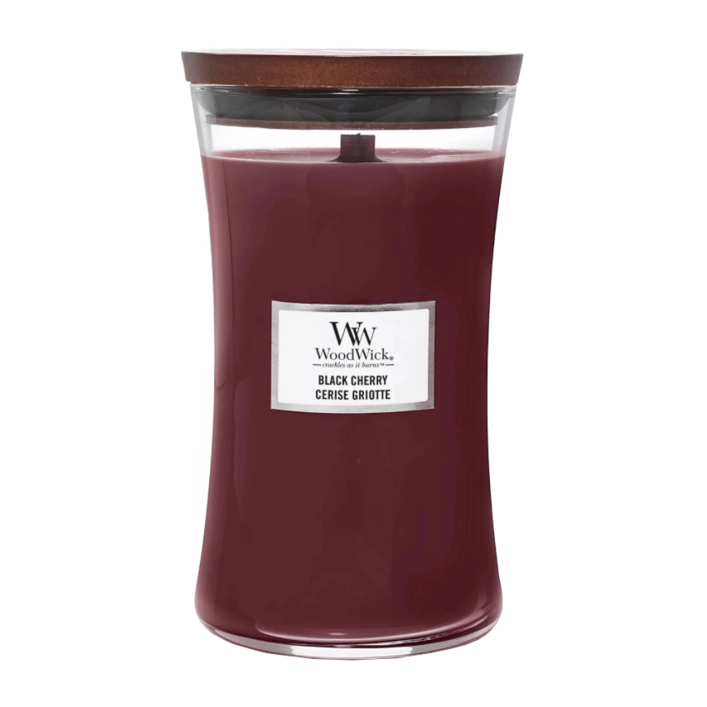 Woodwick Large Black Cherry 609 г - Ароматична свічка з ароматом соковитої черешні